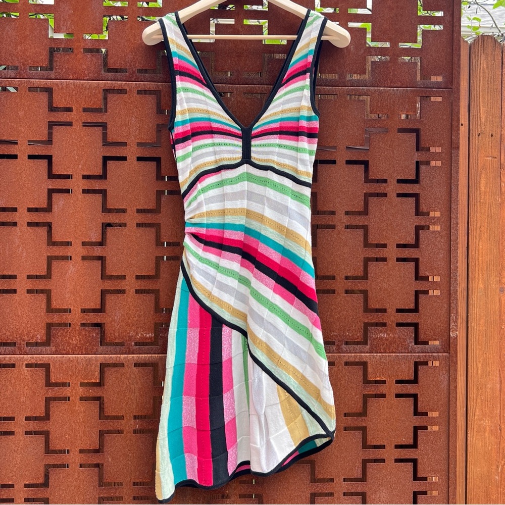 Desigual Multicolor Striped Lined Mesh Knit Dress